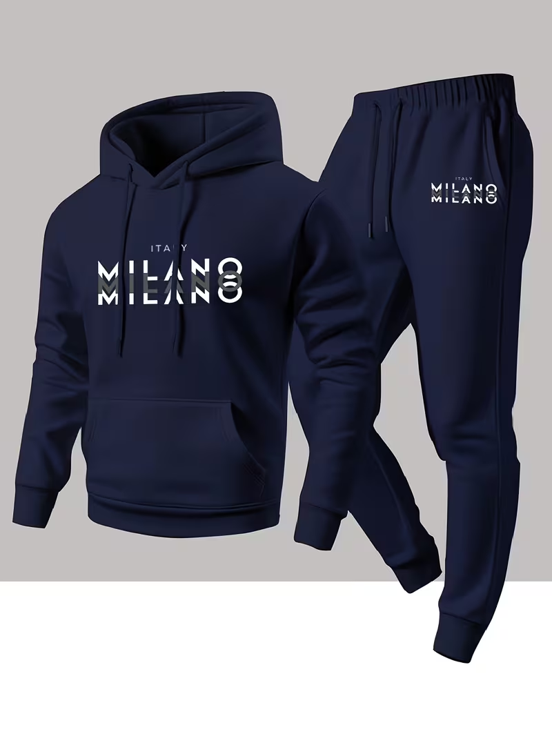 Winter Clothing Clearance - Мужской модный комплект с принтом: худи